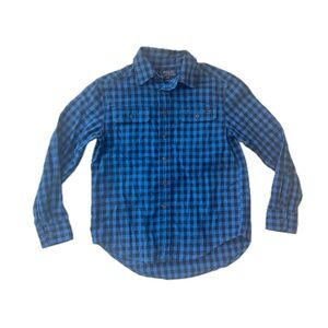 Polo Ralph Lauren Sz 8 Boys Button-Up Plaid Shirt Blue Black Checker